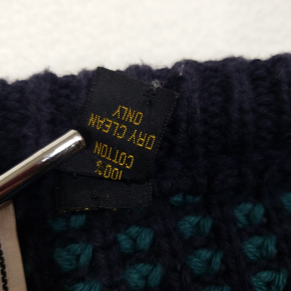 Donegal II Sweater Men Medium Teal Gray White Striped Hand Loomed Cotton Ireland - Picture 5 of 8